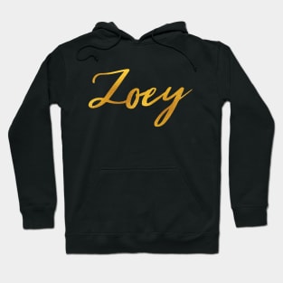 Zoey Name Hand Lettering in Faux Gold Letters Hoodie